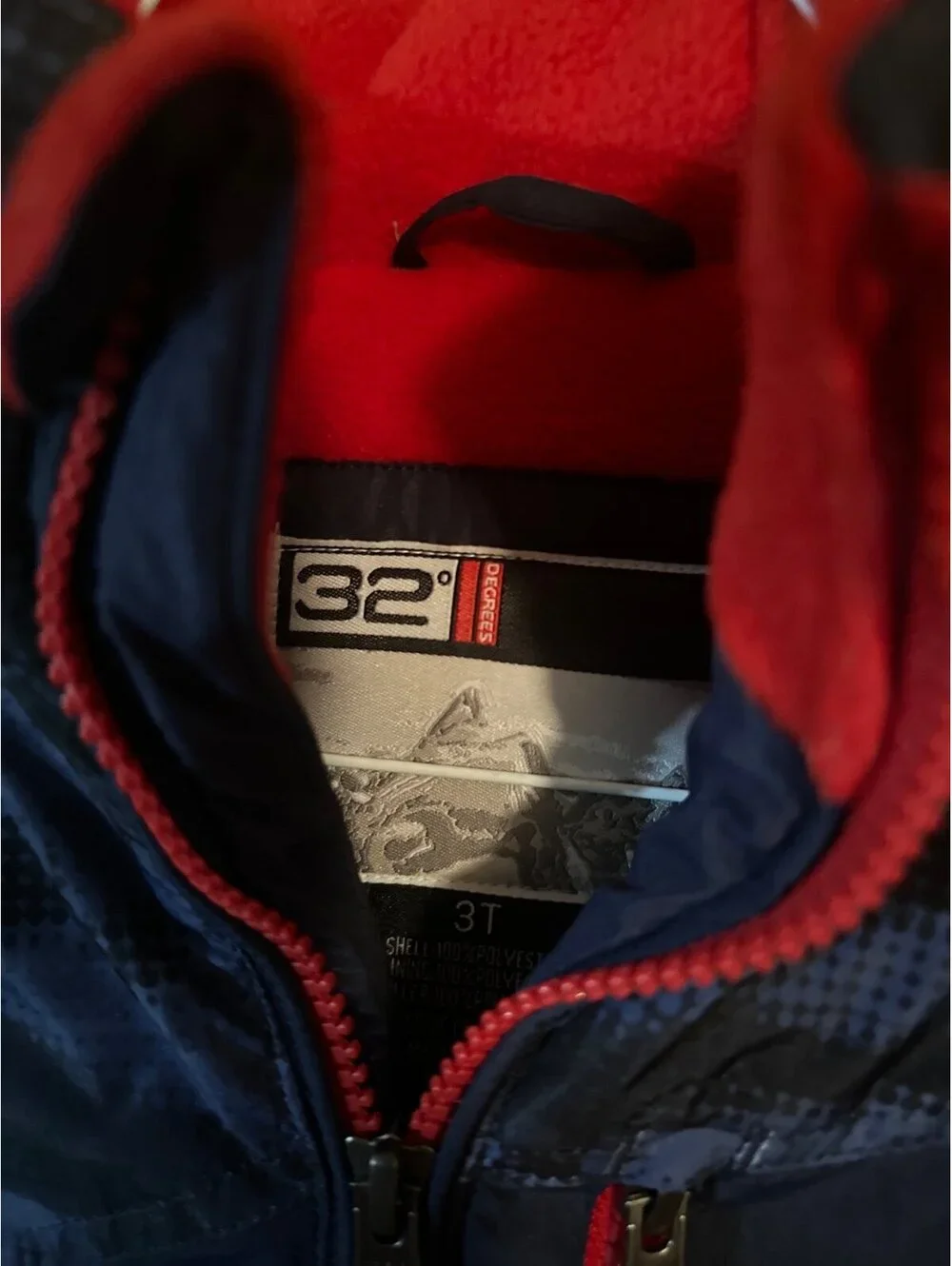 32 degrees winter coat red and navy size 3T